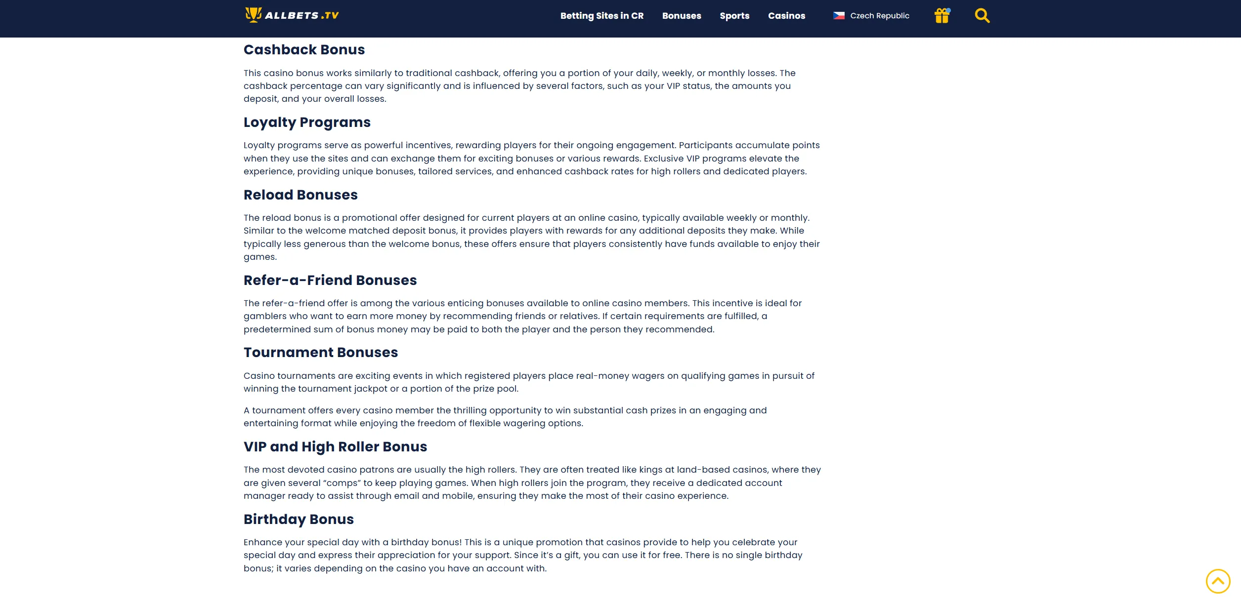 Screenshot of Allbets.tv - Casino Bonuses in Czech Republic 【Best Bonus Offers】
